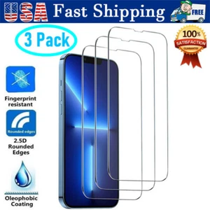 3X Tempered Glass Screen Protector For iPhone 15 14 13 12 11 Pro Max XS XR 8 LOT - Picture 1 of 8