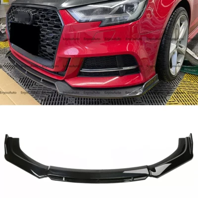 For Audi A3 A4 A5 A6 UNIVERSAL Front Bumper Lip Spoiler Splitter Glossy Black - Image 1 of 4