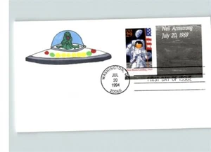 MOON LANDING, 1994 First Day of Issue Hand Painted cartoon, First Day of Issue # - Picture 1 of 1