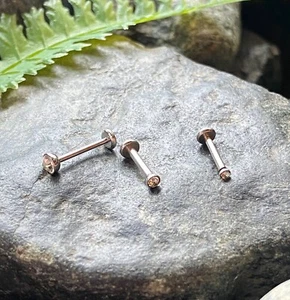 1pc Push In Gem Half Ball 16g Labret Monroe Stud Lip Ring Helix Ear Cartilage - Picture 1 of 9