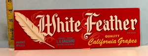 White Feather California Grapes L. A. Gagliano Delano, Ca Crate Prod Label - Picture 1 of 1