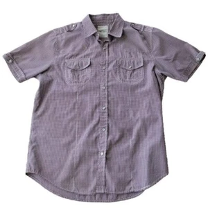 Jordan Craig Button Down Shirt Man L Short Sleeve Red White Checkered Casual - Picture 1 of 9