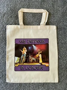 Original vintage Transfer Led Zeppelin Live In Concert Printed On A Tote Bag - Picture 1 of 2