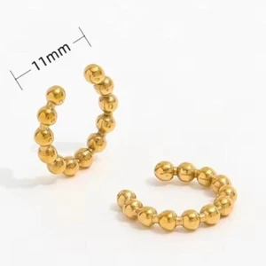 Beaded Ear Cuff Gold Cartilage Cuff Earring NO PIERCING Non-tarnish Earring CUTE - Picture 1 of 9