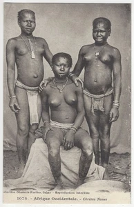 1910 jóvenes, niñas africanas negras desnudas - postal vintage de Dakar - Imagen 1 de 2