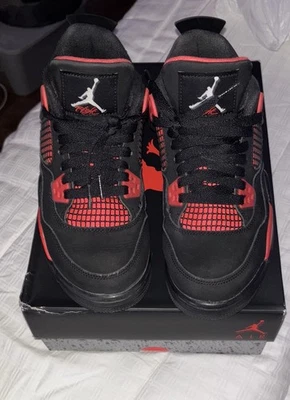 Air Jordan Retro 4 Black/Red Basketball Sneakers - Image 1 of 4