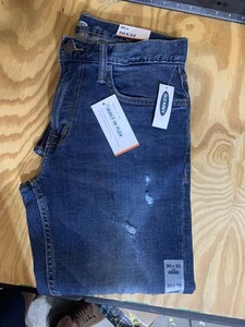Old Navy Slim Built-In Flex Jeans 30x32 Distressed Dark Wash NWT - Picture 1 of 11