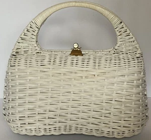 Lesco Lona WICKER PURSE HANDBAG WHITE 2 Laura Ashley Pouches - Picture 1 of 24