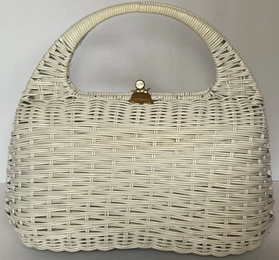 Lesco Lona WICKER PURSE HANDBAG WHITE 2 Laura Ashley Pouches - Image 1 of 4