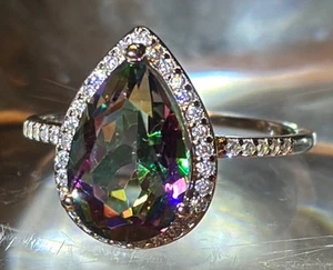 925 Sterling Silver Mystic Topaz Ring Sz 7 - Picture 1 of 10