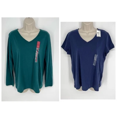 Camisas para dormir Charter Club para mujer 2 piezas estilos mixtos NUEVAS talla L azul verde cuello en V Foto 1 de 4