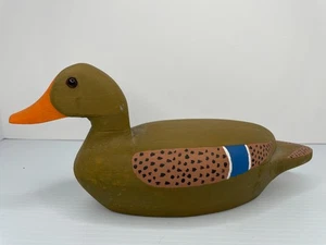 Anatra Mallard in legno intagliato e dipinto a mano esca rustico arredamento cabina artista firmato - Foto 1 di 8