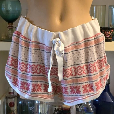 Pantalones Cortos Victoria's Secret L Copos de Nieve Rojo Rosa Gris Textura Waffle Usados en Excelente Condición Foto 1 de 4