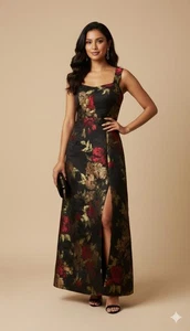 Tadashi Shoji Damen Maxikleid mit Blumenmuster Größe 6 neu mit Etikett - Bild 1 von 15