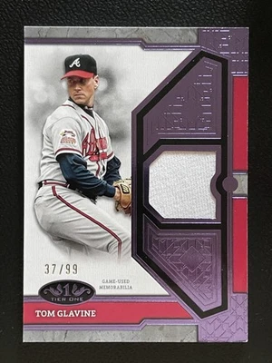 2024 Topps Certified Tier One Relics Purple Foil Tom Glavine 37/99 Jersey - Image 1 of 2