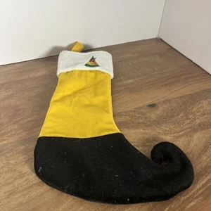 Yellow Elf-Themed Christmas Stocking With Embroidered Hat & Red Feather - Picture 1 of 3