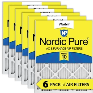 12x12x1 (11_3/4x11_3/4) Pleated MERV 10 Air Filters 6 Pack - Picture 1 of 7