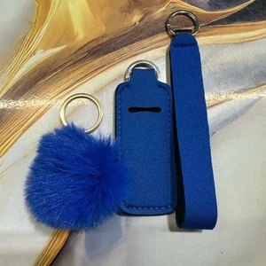 NEW keychain set lip balm holder & wristlet (5 inches) & pom pom - Picture 1 of 2