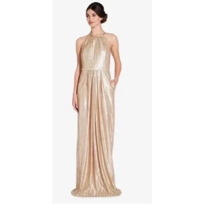 Vestido Adrianna Papell Weddington Way Isabelle lentejuelas doradas talla 4 Foto 1 de 4