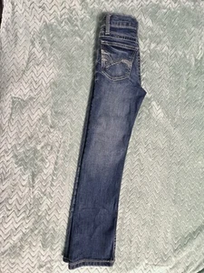 WRANGLER 20X Girls Jeans 10 Regular Boot Cut Youth Adjustable Cowgirl Denim Med - Picture 1 of 2