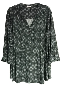 Westport Woman's 3X Tunic 3/4 Roll Tab Sleeve Green Pleated Pullover Stretch - Picture 1 of 12