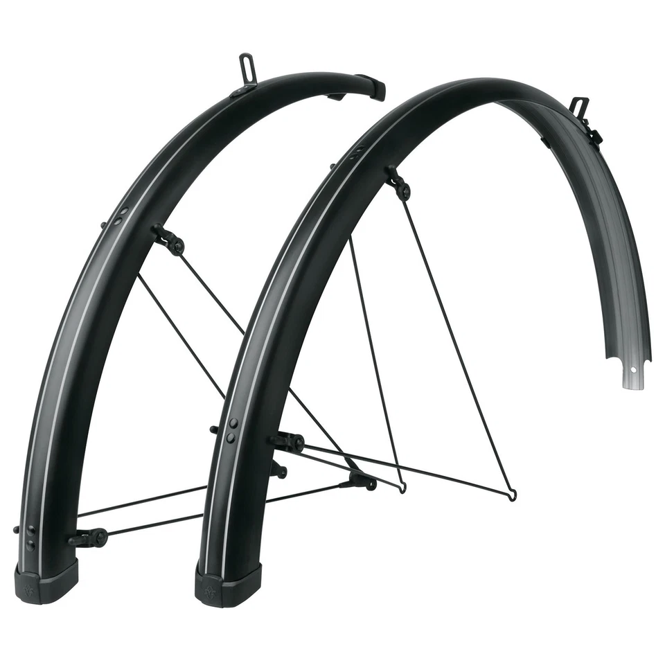 SKS Bicycle Cycle Bike Bluemels Stripes Mudguard Black / Grey - 28 Inch / 45 MM - Image 1 of 1