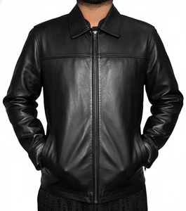 Herren Lederjacke schwarz 100%echtes Lammleder Leder Bikerjacke Motorrad - Bild 1 von 8