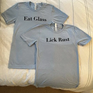 SCHITT’S CREEK “Eat Glass” “Lick Rust” T-Shirt set, Adult Size XS=kids XL - Picture 1 of 7