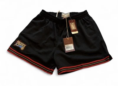 NWT NBA Philadelphia 76ers Mitchell & Ness Women's Jump Shot Shorts Med $85 MSRP - Image 1 of 4