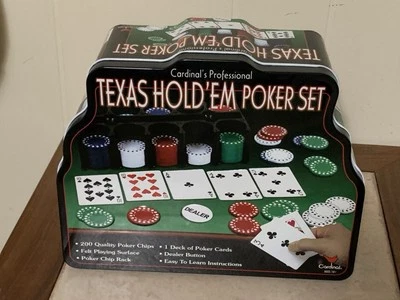 Cardinal’s Tournament Texas Hold'em Poker Set In Tin, Open Box, Chips Sealed - Image 1 of 4