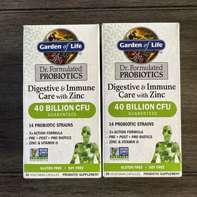 *Garden Of Life Digestive & Immune Care w/Zinc Probiotic Supplement -30-LOT OF 2 - Image 1 of 4