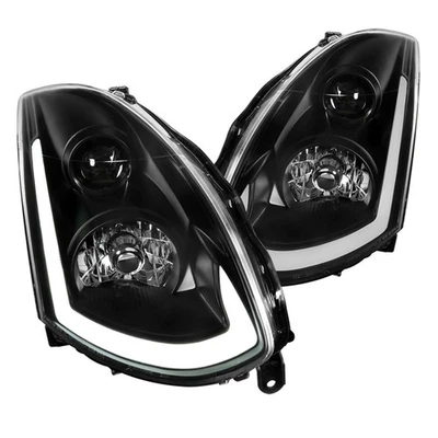 Black Fits 2003-2007 Infiniti G35 Coupe Hid Type Led Strip Projector Headlights - Image 1 of 4