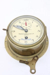 A Vintage Humphreys & Glasgow Ltd 8 Day Brass Ships Clock with Key Running - Picture 1 of 13