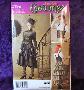 Simplicity 0199 Kostüm Muster STEAMPUNK Jacke Bluse Bustle Rock Korsett 6-12 - Bild 1 von 2