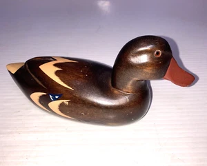 Vintage 7” Carved Wood Duck Decoy Hand Painted Taiwan - Picture 1 of 12