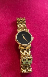 VINTAGE GUCCI GOLD LINK DAMEN SCHWARZ MASSIVES ZIFFERBLATT UHR #3400 L GEBRAUCHT, IN EINWANDFREIEM ZUSTAND - Bild 1 von 13