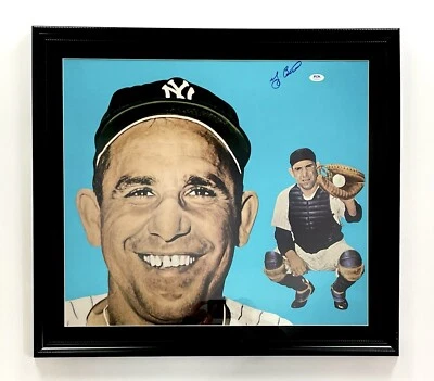 Yogi Berra Signed Framed New York Yankees Baseball Poster HOF PSA Certified ⚾️ - Image 1 of 4