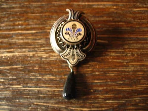 zauberhafte Biedermeier Brosche Emaille Silber Schaumgold bewegliche Pampel 1830 - Picture 1 of 4