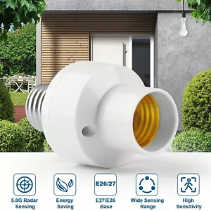 Radar Motion Sensor Bulb Holder E26/27 LED Light Lamp Socket Base Adapter USA - Picture 1 of 14