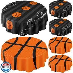Funnymoom 6 Pack Round Basketball Tablecloth 84 Inch Plastic Basketball Party - Picture 1 of 5