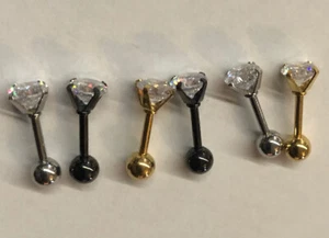 Carisma 16G 6mm Acciaio Inox Cubic Zirconia HelixTrague Barbel Nero Argento - Foto 1 di 2