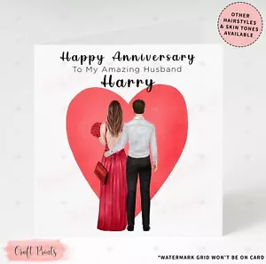 Personalised Happy Anniversary Card for Husband Boyfriend Girlfriend Wife - Picture 1 of 4
