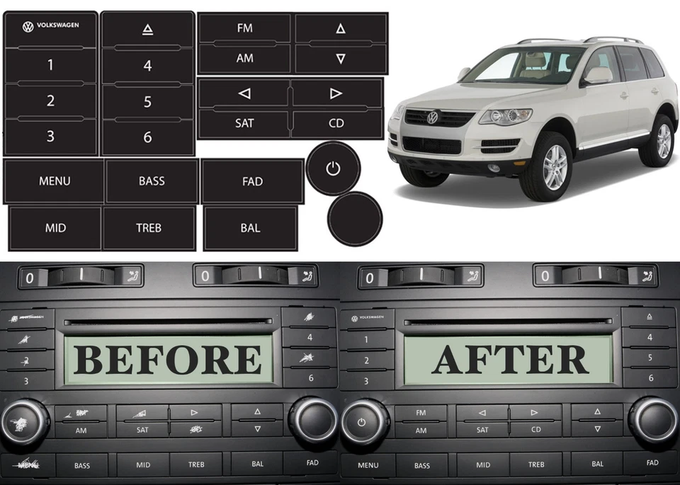 Pegatinas de botón de radio de repuesto para Volkswagen Touareg 2004-2009 nuevas envío gratuito Foto 1 de 1