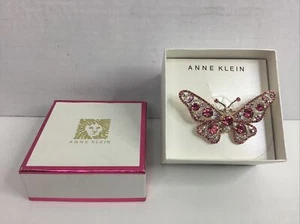 Große Anne Klein Strass Kristall Schmetterling Brosche Anstecknadel rosa Edelsteine - Bild 1 von 5