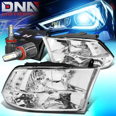 PARA 2009-2018 RAM 1500/2500/3500 LÂMPADAS DE FAROL DE SINAL COM KIT LED + VENTILADOR CROMADO - Imagem 1 de 4