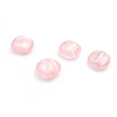  Vintageparts DIY flache Lampworkperlen mit Silberfolie in rosa 12mm 4 Stück - Bild 1 von 4