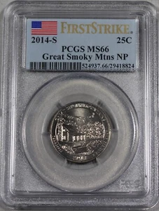 2014 S GREAT SMOKY MTNS NP QUARTER 25C PCGS MS66 FIRST STRIKE 29418824 - Picture 1 of 2