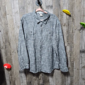 CARBON2COBALT Charcoal Gray Long Sleeve Button Down Double Weave Shirt - Picture 1 of 3