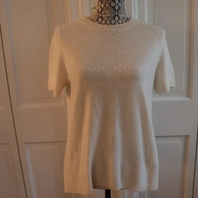 Theory Ivory Cashmere Knit Top/Shell - Short Sleeve – Large - Image 1 of 4