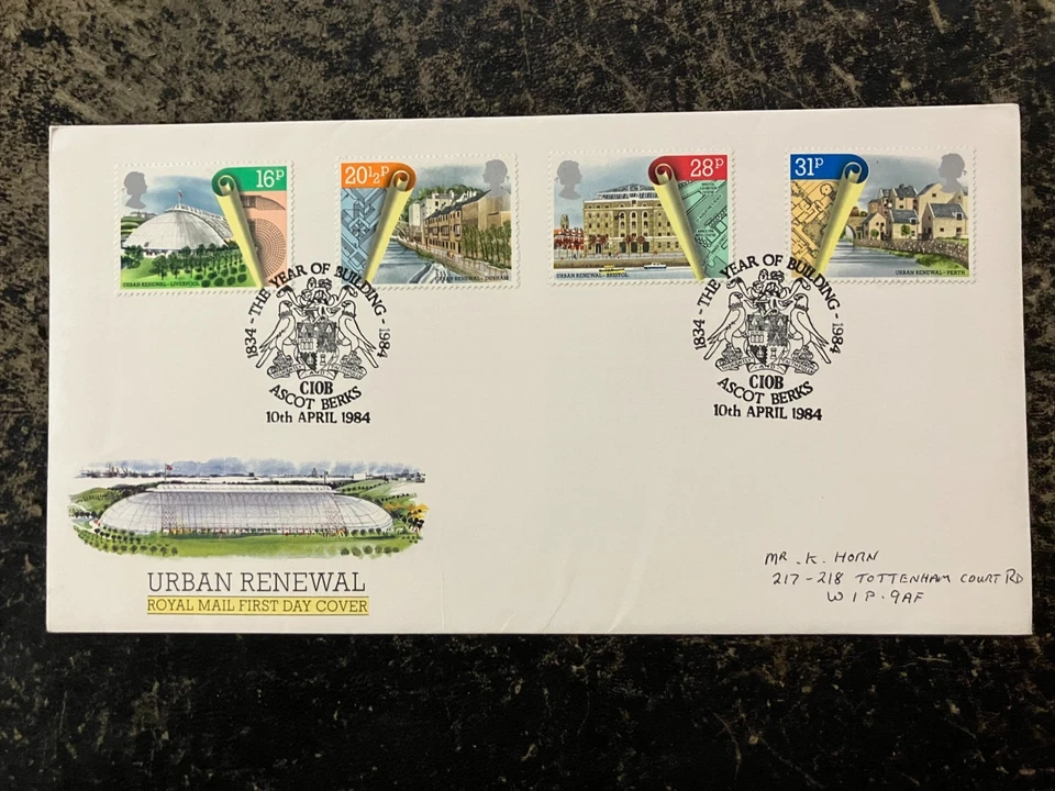 United Kingdom 1984 - Urban Renewall stamps FDC Ascot Berks, The Year of Buildin - Image 1 of 1